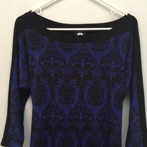 Patterned blue and black dress